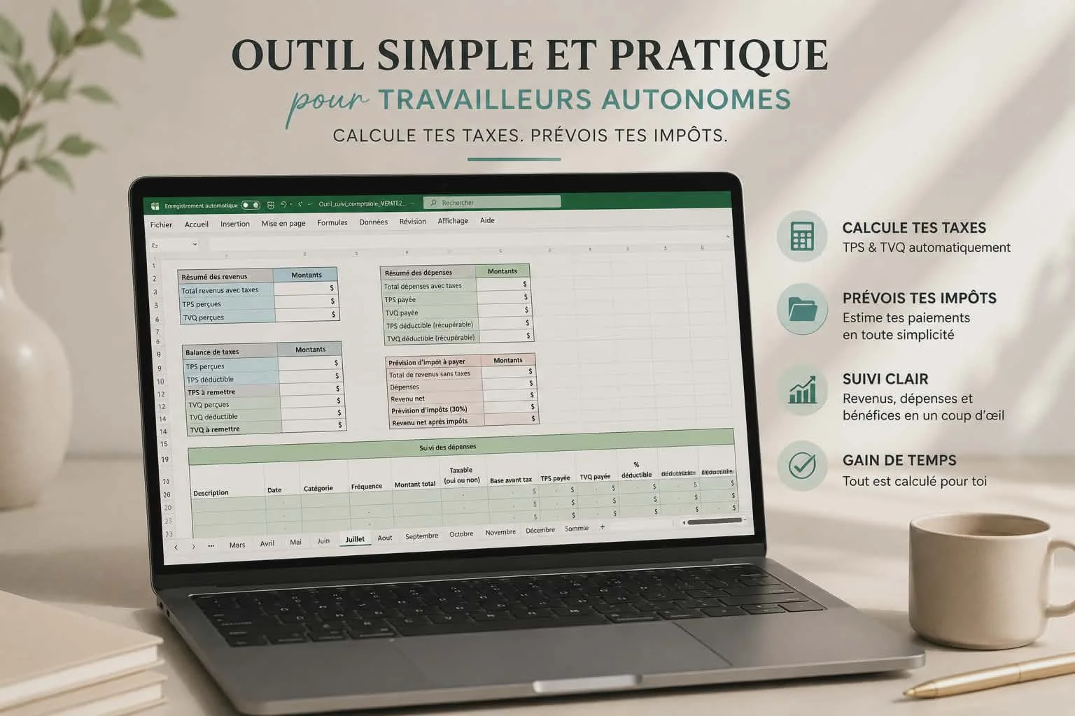 Outil Excel pour travailleurs autonomes au Québec